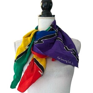 The Dancing Silk Co. Oversized Square Abstract Multicolor Head Neck Scarf